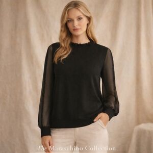 Adrianna Papell Black Lace Sleeve Sweater | XL